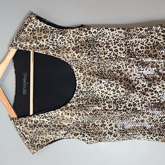 Sue Wong Nocturne Velvet leopard print sequin dress size 12 Reputation Outfit - Picture 4 of 10
